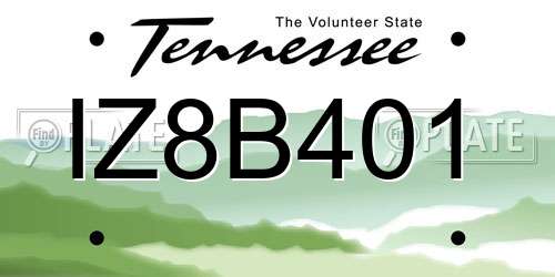 IZ8B401 Tennessee License Plate