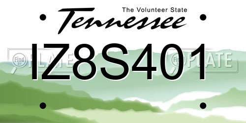 IZ8S401 Tennessee License Plate