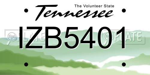 IZB5401 Tennessee License Plate