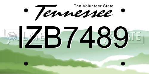 IZB7489 Tennessee License Plate