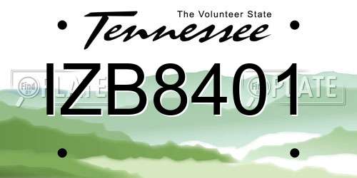 IZB8401 Tennessee License Plate