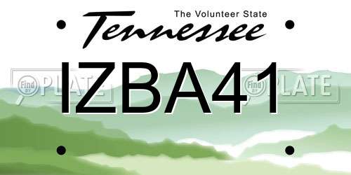 IZBA41 Tennessee License Plate