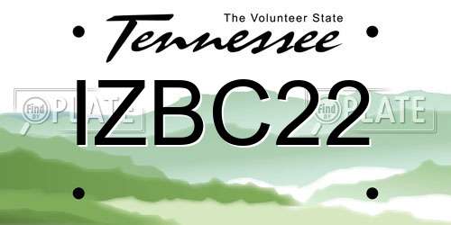 IZBC22 Tennessee License Plate
