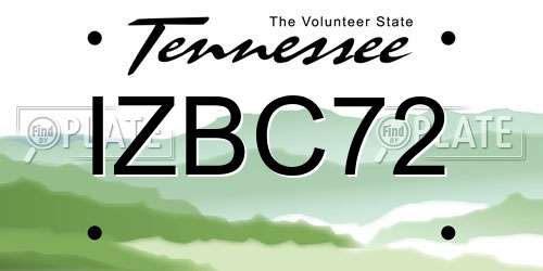 IZBC72 Tennessee License Plate