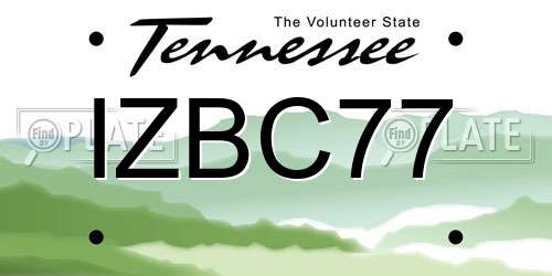 IZBC77 Tennessee License Plate