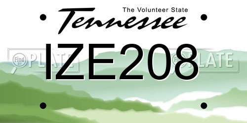 IZE208 Tennessee License Plate
