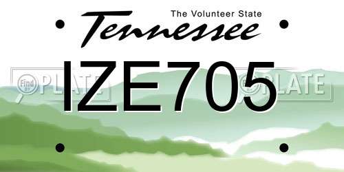 IZE705 Tennessee License Plate