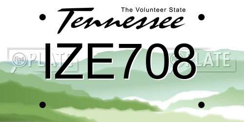 IZE708 Tennessee License Plate