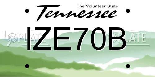 IZE70B Tennessee License Plate