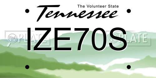 IZE70S Tennessee License Plate
