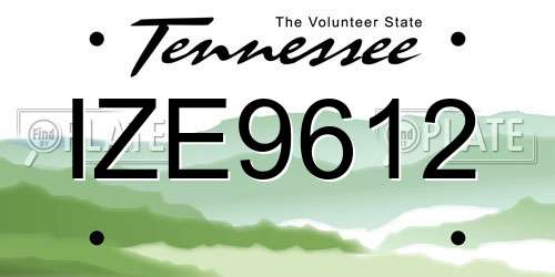 IZE9612 Tennessee License Plate