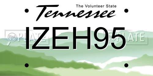 IZEH95 Tennessee License Plate