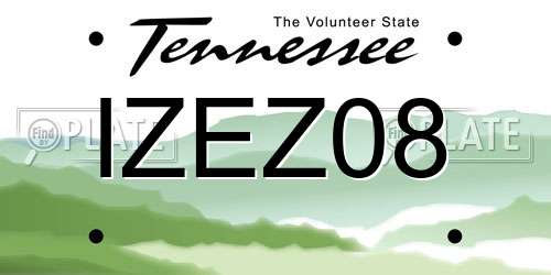 IZEZ08 Tennessee License Plate