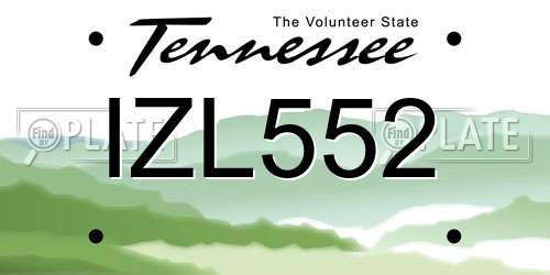 IZL552 Tennessee License Plate