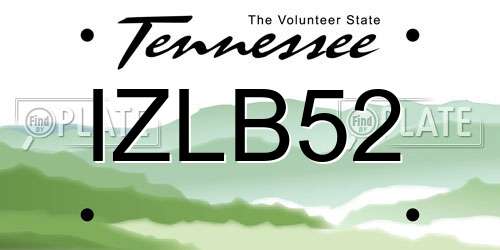 IZLB52 Tennessee License Plate