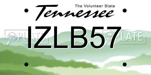 IZLB57 Tennessee License Plate