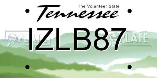 IZLB87 Tennessee License Plate
