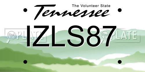 IZLS87 Tennessee License Plate
