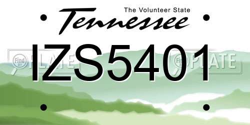 IZS5401 Tennessee License Plate