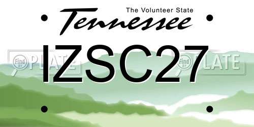 IZSC27 Tennessee License Plate