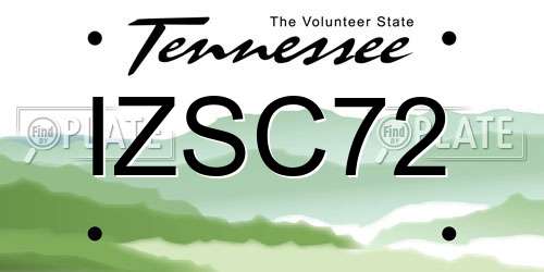 IZSC72 Tennessee License Plate