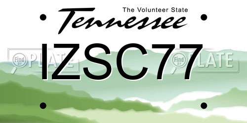 IZSC77 Tennessee License Plate