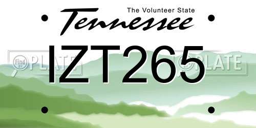 IZT265 Tennessee License Plate