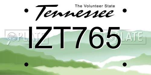 IZT765 Tennessee License Plate