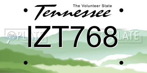 IZT768 Tennessee License Plate