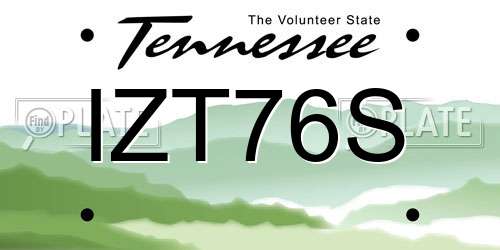 IZT76S Tennessee License Plate