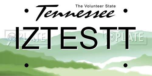 IZTESTT Tennessee License Plate