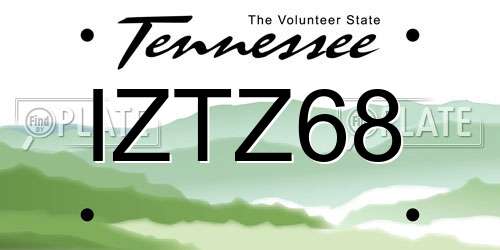 IZTZ68 Tennessee License Plate