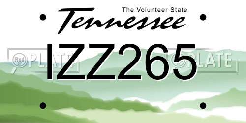 IZZ265 Tennessee License Plate