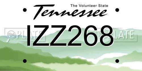 IZZ268 Tennessee License Plate