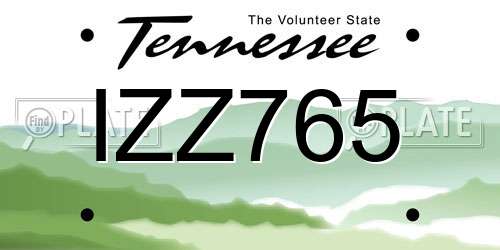 IZZ765 Tennessee License Plate