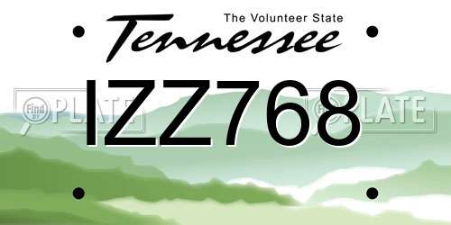 IZZ768 Tennessee License Plate