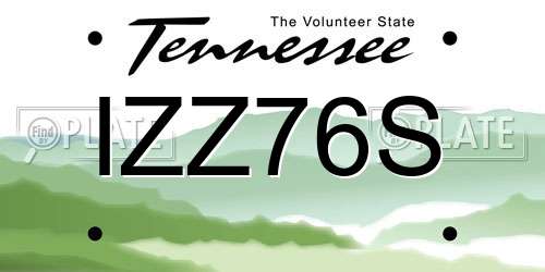 IZZ76S Tennessee License Plate