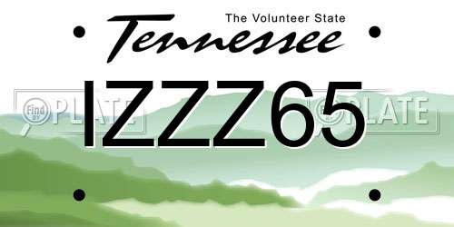 IZZZ65 Tennessee License Plate
