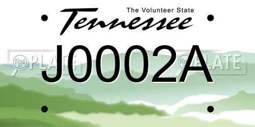 J0002A Tennessee License Plate