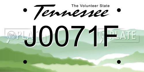 J0071F Tennessee License Plate