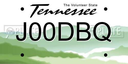 J00DBQ Tennessee License Plate