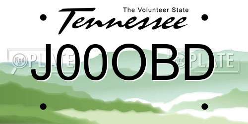 J00OBD Tennessee License Plate