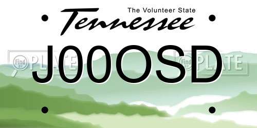 J00OSD Tennessee License Plate