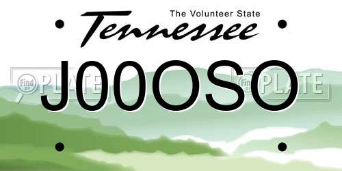 J00OSO Tennessee License Plate