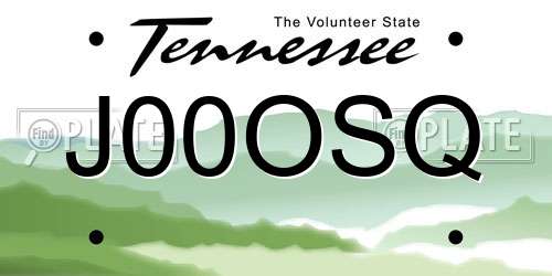J00OSQ Tennessee License Plate