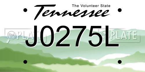 J0275L Tennessee License Plate