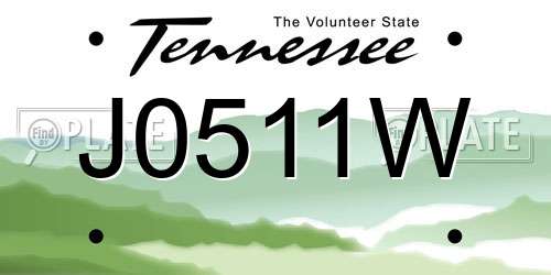 J0511W Tennessee License Plate