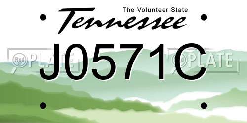 J0571C Tennessee License Plate