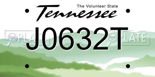 J0632T Tennessee License Plate