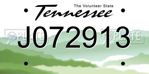 J072913 Tennessee License Plate